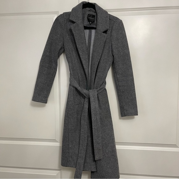 Dynamite Gray Trench Coat with Waist Tie - Picture 1 of 3